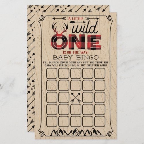 Wild One Boys Rustic Plaid Lumberjack Baby Bingo