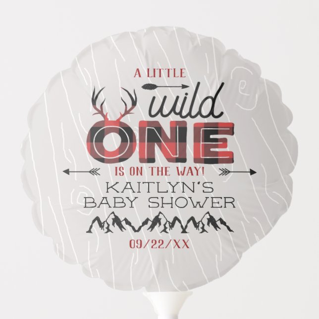 Wild One Boys Rustic Plaid Lumberjack Baby Shower Balloon (Front)