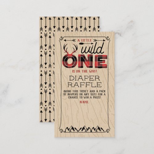 Wild One Boys Rustic Plaid Lumberjack Baby Shower Enclosure Card