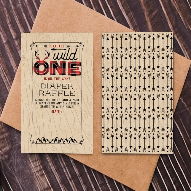 Wild One Boys Rustic Plaid Lumberjack Baby Shower Enclosure Card (Creator Uploaded)