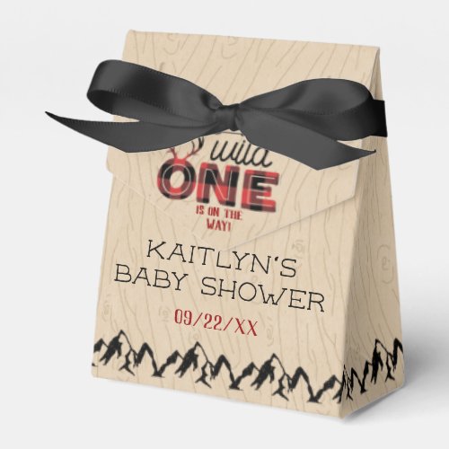 Wild One Boys Rustic Plaid Lumberjack Baby Shower Favor Boxes