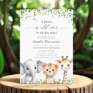 Wild One Boys Safari Animals Baby Shower Invitation