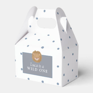 Wild One Boys' Safari Blue Polkadot Birthday Favor Boxes