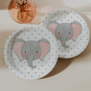 Wild One Boys' Safari Elephant Polkadot Paper Plates