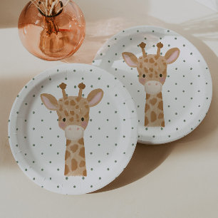 Wild One Boys' Safari Giraffe Polkadot Paper Plates