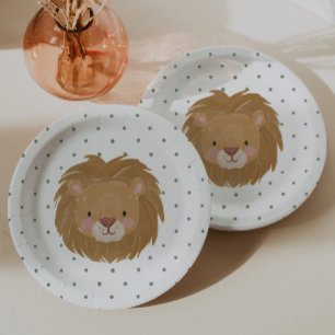 Wild One Boys' Safari Lion Polkadot Paper Plates