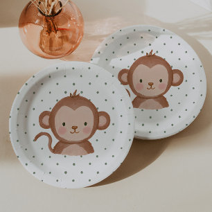 Wild One Boys' Safari Monkey Polkadot Paper Plates