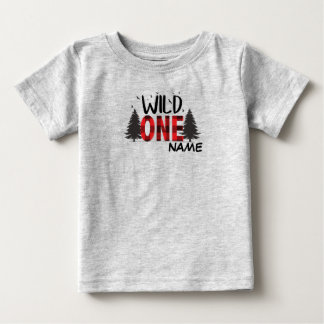 wild one buffalo plaid first birthday baby T-Shirt