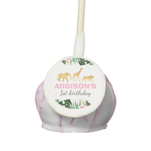 Wild One Cake Pops Jungle Animals Party Favor (Front)