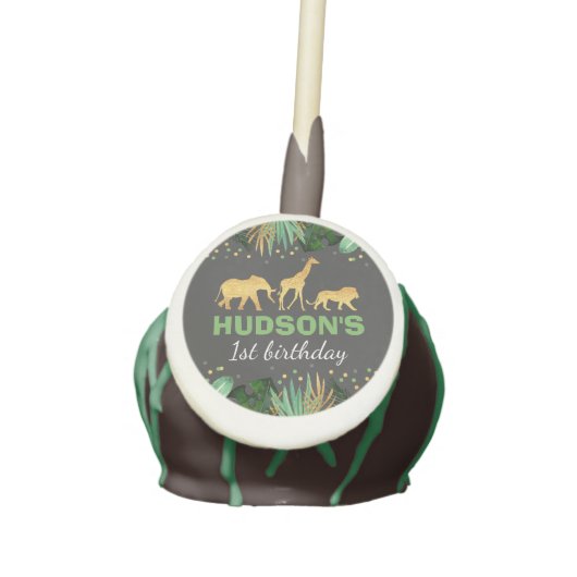 Wild One Cake Pops Jungle Animals Party Favor (Front)