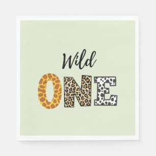 Wild one calligraphy green Napkins