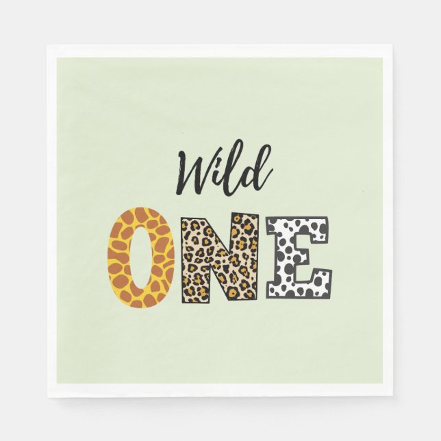  Wild one calligraphy green  Napkins (Front)