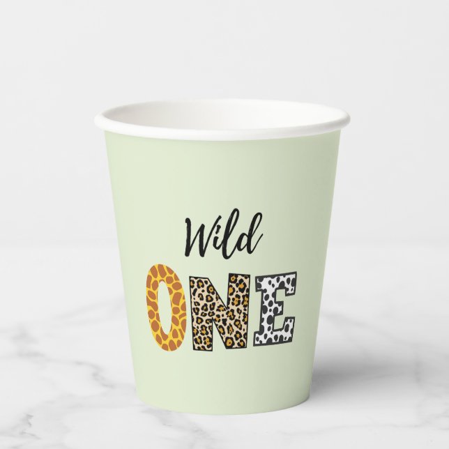 wild one calligraphy  paper cups (Front)