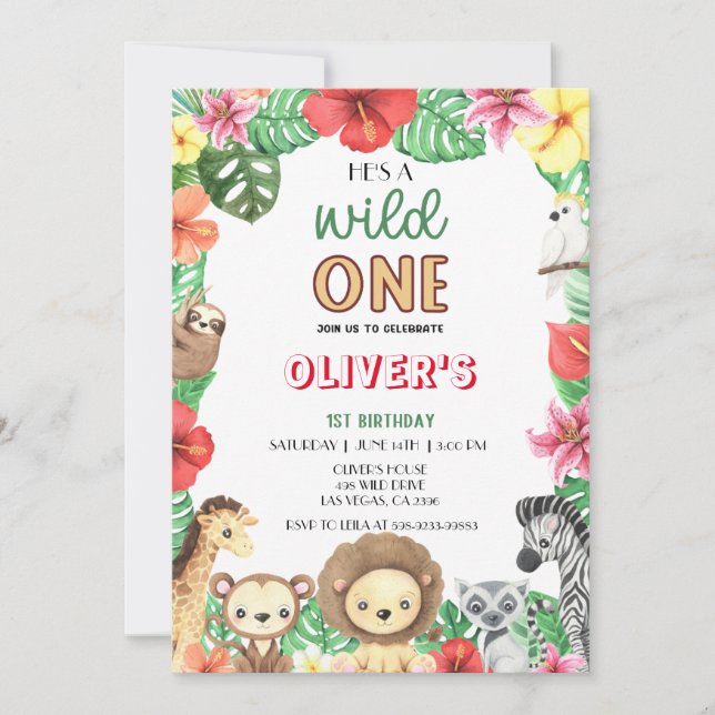 Wild One Celebration-Safari Adventure Extravaganza Invitation (Front)