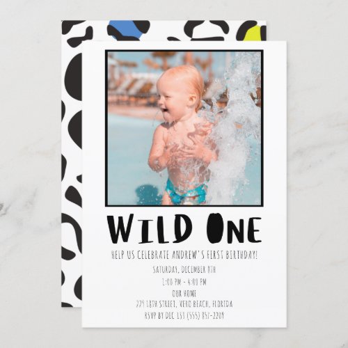 Wild One Childs 1st Birthday Photo Party Invitation