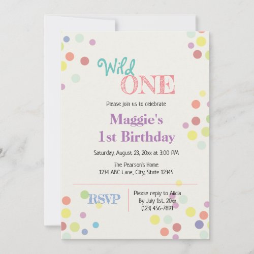 Wild One Colorful 1st Birthday Invitation