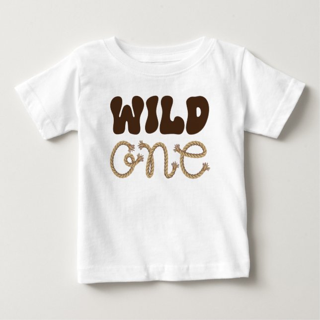 Wild One Cowboy Birthday Baby T-Shirt (Front)