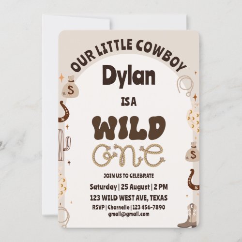 Wild One Cowboy Birthday Invitation