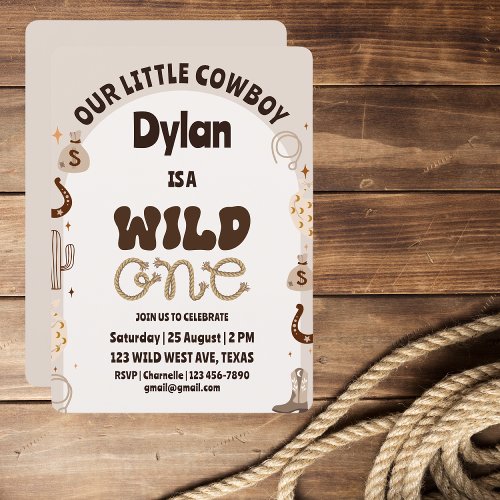 Wild One Cowboy Birthday Invitation