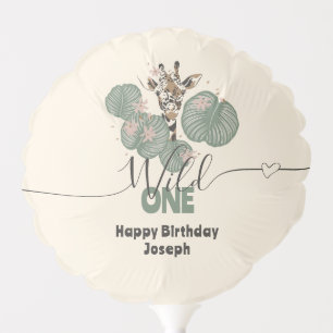Wild One Cute animal Giraffe Photo Birthday Party Balloon