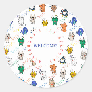 Wild ONE Cute Animals 1st Birthday Kids Classic Round Sticker