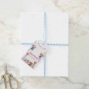 Wild One Cute Animals Balloon girls Birthday Gift Tags