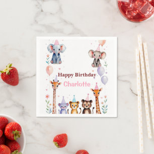 Wild One Cute Animals Balloon girls Birthday Napkins