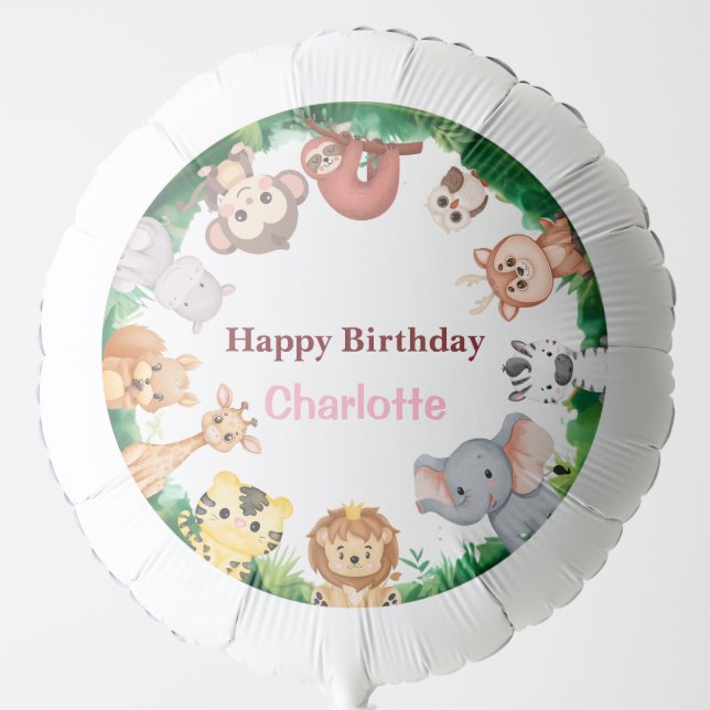 Wild One Cute Animals zoo Birthday party Balloon (Front)