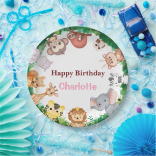 Wild One Cute Animals zoo Birthday party Paper Plates