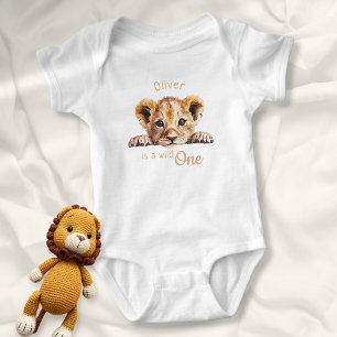 Wild One Cute Baby Lion Personalized Bodysuit