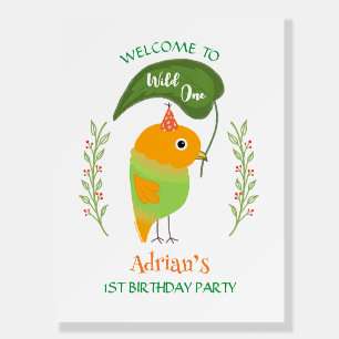 Wild One Cute Bird 1st Birthday Welcome Foam Board