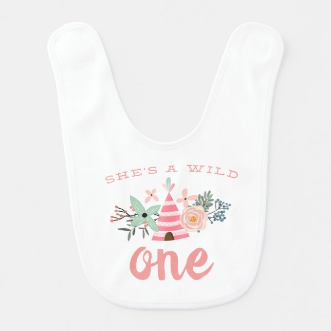 Wild One | Cute Boho First Birthday Baby Bib (Front)