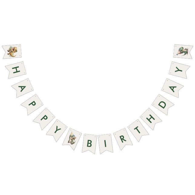 Wild One Cute Dinosaur First Birthday Party Bunting Flags (All)