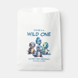 Wild One Cute Dinosaur First Birthday Party Favor Bag