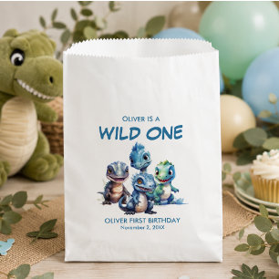 Wild One Cute Dinosaur First Birthday Party Favor Bag