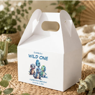 Wild One Cute Dinosaur First Birthday Party Favor Boxes