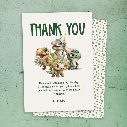 Wild One Cute Dinosaur First Birthday Party Thank You Card