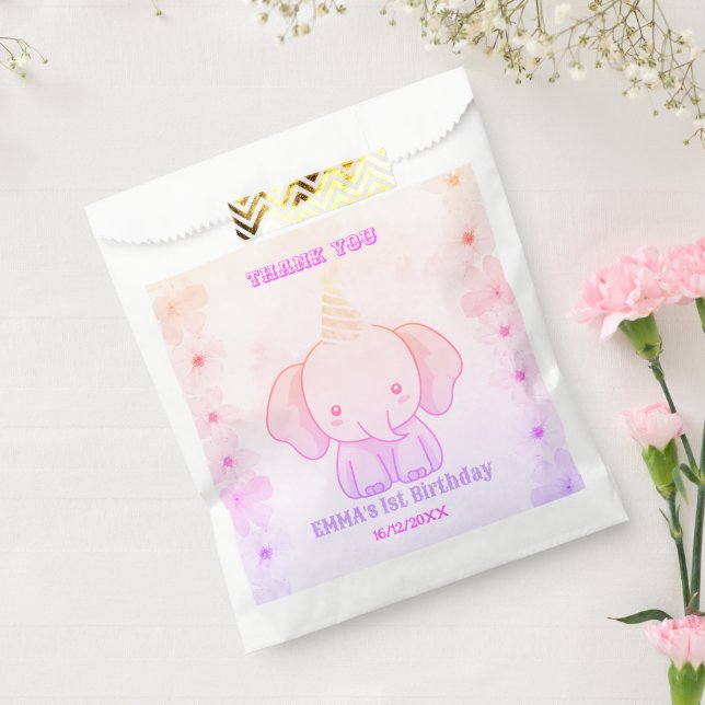 Wild One Cute Elephant 1st Birthday Favor Bag (Sealed)