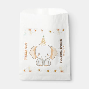 Wild One Cute Elephant 1st Birthday Favor Bag