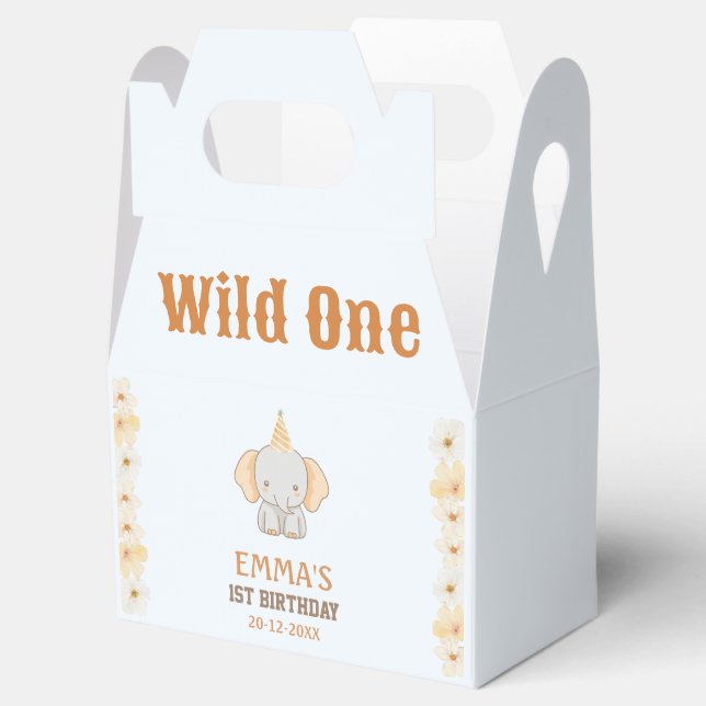 Wild One Cute Elephant 1st Birthday  Favor Boxes (Opened)