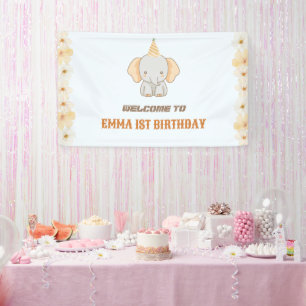 Wild One Cute Elephant 1st Birthday Welcome sign