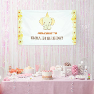 Wild One Cute Elephant 1st Birthday Welcome sign