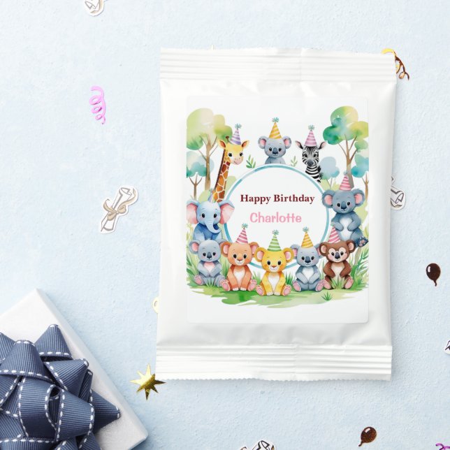 Wild One Cute Jungle Animal Child's Birthday  Margarita Drink Mix (Packets)