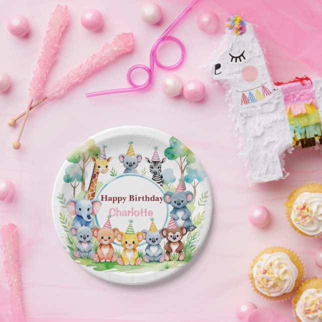 Wild One Cute Jungle Animal Child's Birthday  Paper Plates (Party)