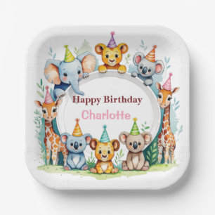Wild One Cute Jungle Animal Child's Birthday Paper Plates