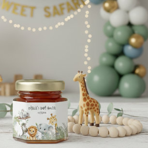 Wild One Cute Jungle Animals Boy Baby Shower  Honey Jar Favors