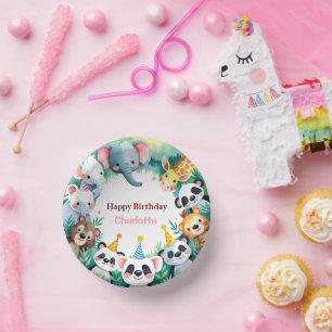 Wild One Cute Jungle Animals Child's Birthday Paper Bowls