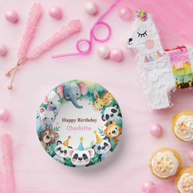 Wild One Cute Jungle Animals Child's Birthday  Paper Bowls (Party)