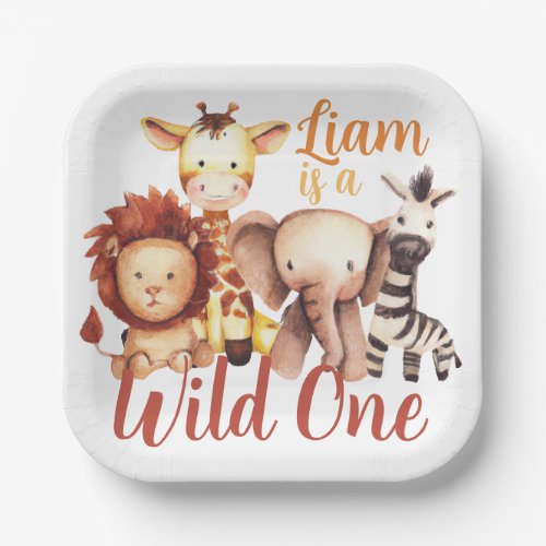 Wild One Cute Jungle Animals First Birthday Party  Paper Plates