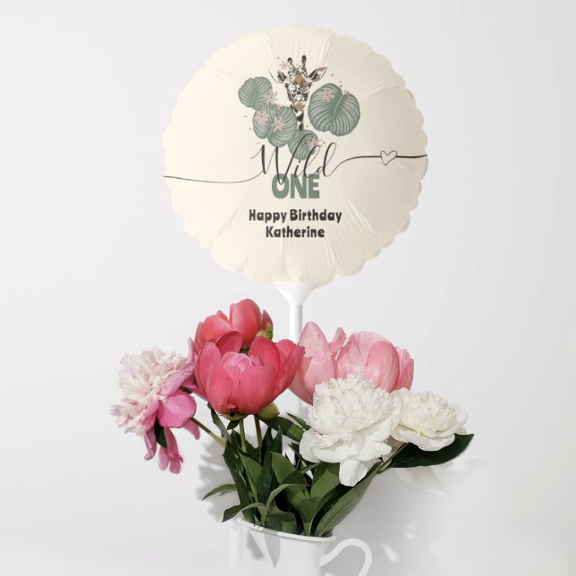 Wild One Cute Jungle Giraffe Animal Birthday Party Balloon (Creator Uploaded)